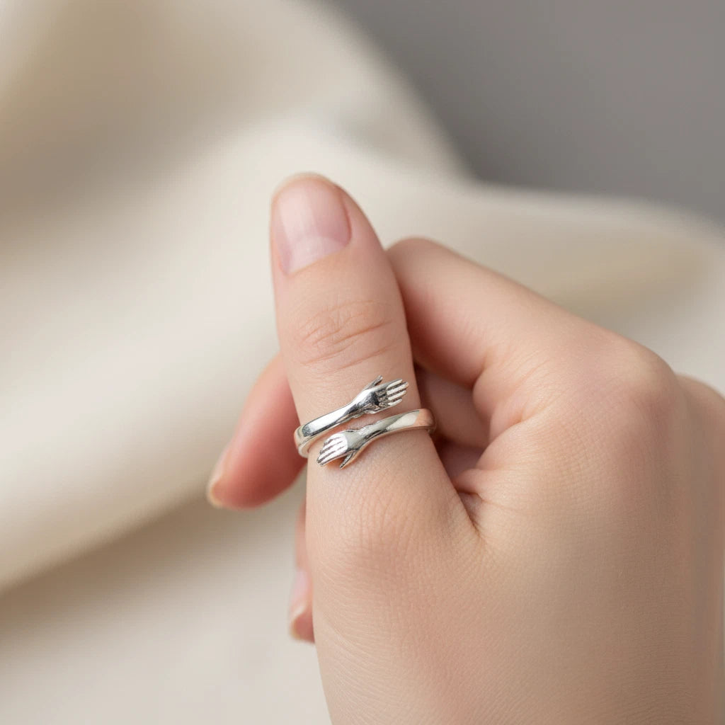 Hug Women's Sterling Silver Ring – Adjustable Everyday Wear — view 2