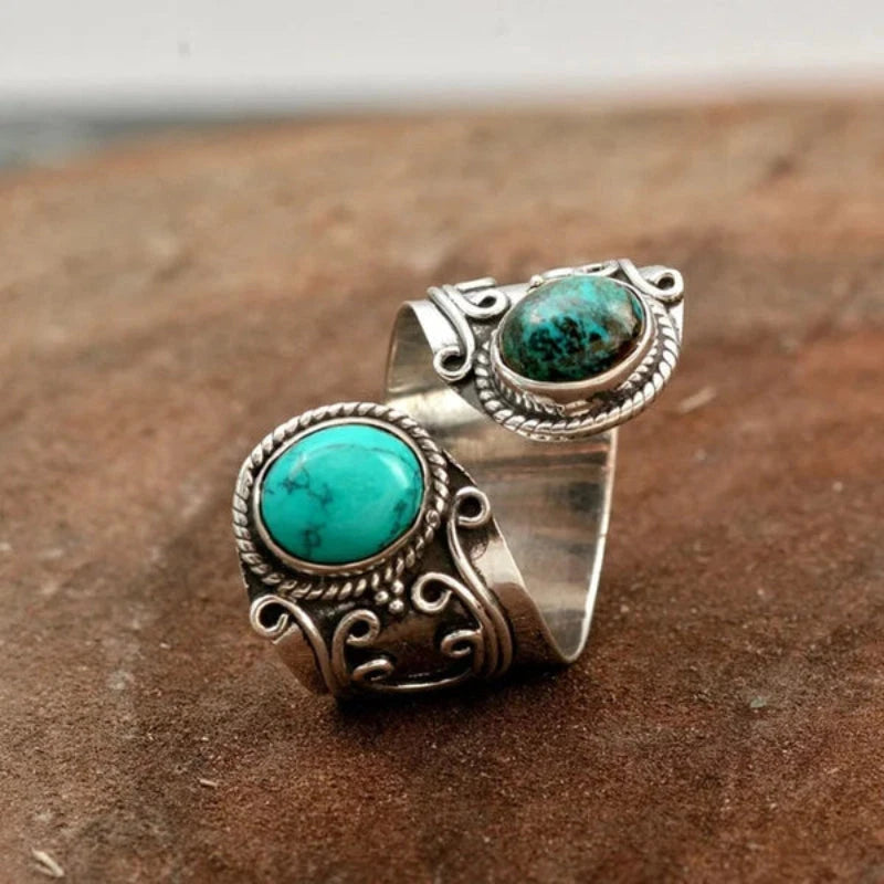 Talia Women's Turquoise Ring – Adjustable Double Band Fit
