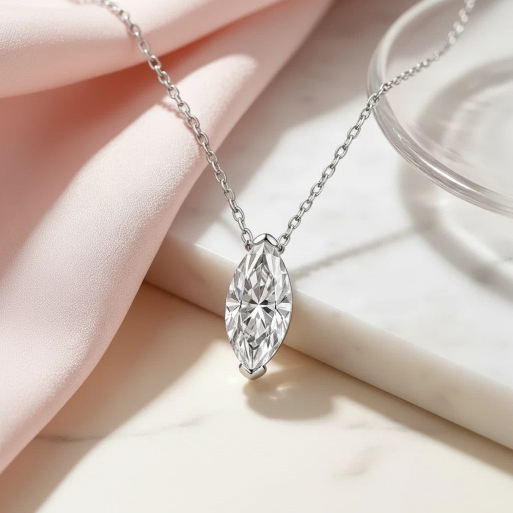 Women's Moissanite Necklace – 1 Carat Minimalist Everyday Style