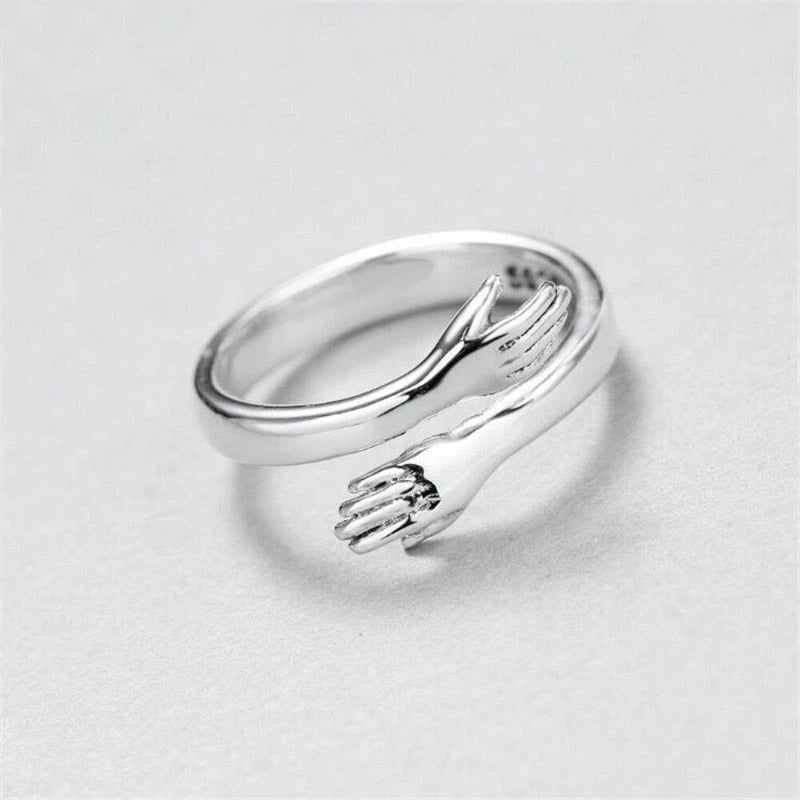 Hug Women's Sterling Silver Ring – Adjustable Everyday Wear